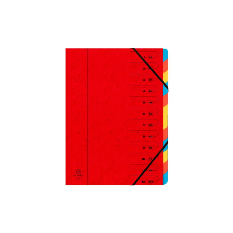 EXACOMPTA Trieur, A4, carton, 12 compartiments, rouge