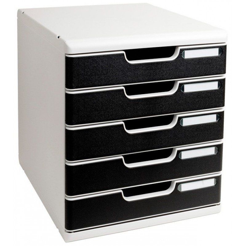 Exacompta 301014D bac de rangement de bureau Polystyrène Noir, Gris