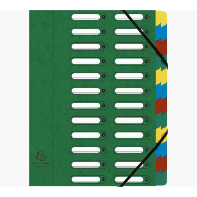 EXACOMPTA Trieur Harmonika, A4, 24 compartiments, vert