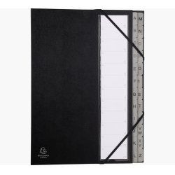 Exacompta 56090E intercalaire de classement Onglet avec index alphabétique Noir