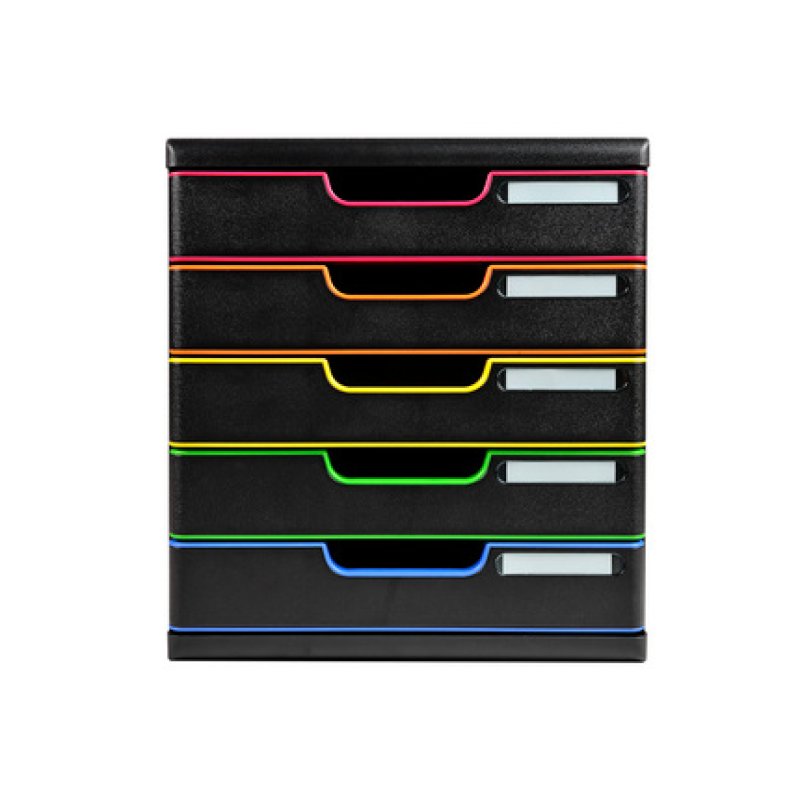 Exacompta 301914D bac de rangement de bureau Polystyrène Noir, Multicolore
