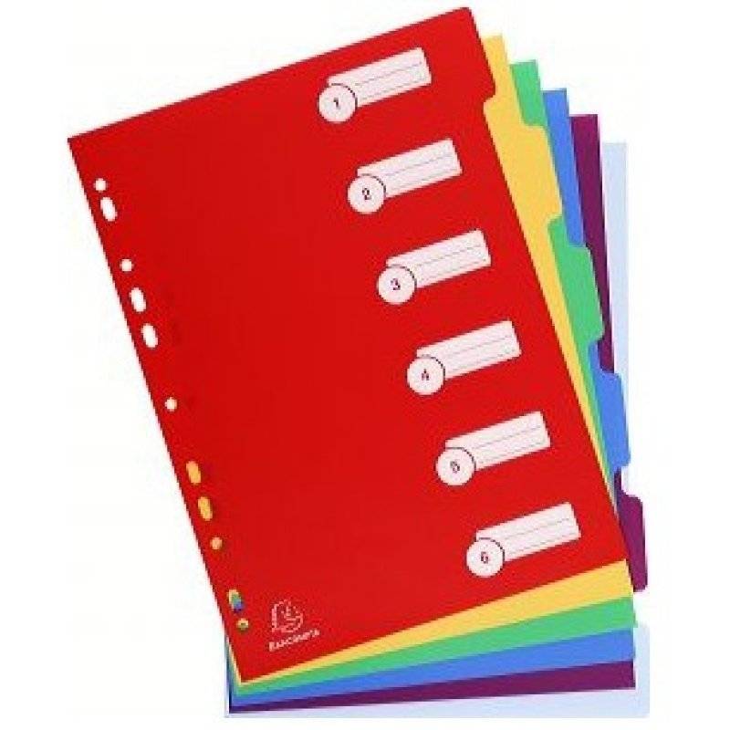 EXACOMPTA Intercalaires en plastique, uni, A4, 6 touches