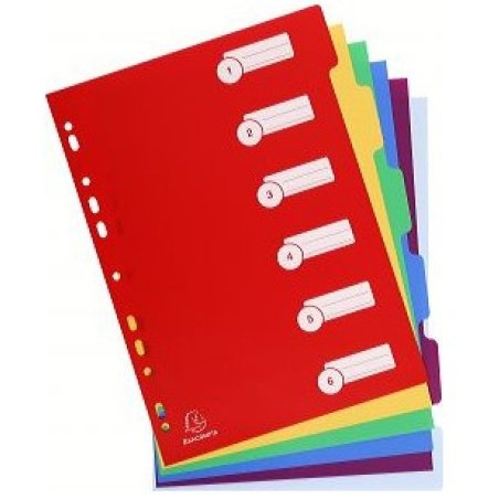 EXACOMPTA Intercalaires en plastique, uni, A4, 6 touches