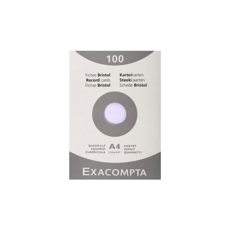 EXACOMPTA Fiches bristol, A4, quadrillé, blanc