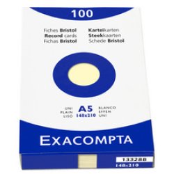 EXACOMPTA Fiches bristol, A5, quadrillé, assorti