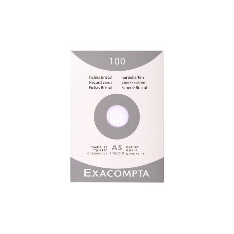 EXACOMPTA Fiches bristol, A5, quadrillé, blanc