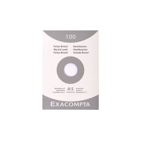 EXACOMPTA Fiches bristol, A5, quadrillé, blanc