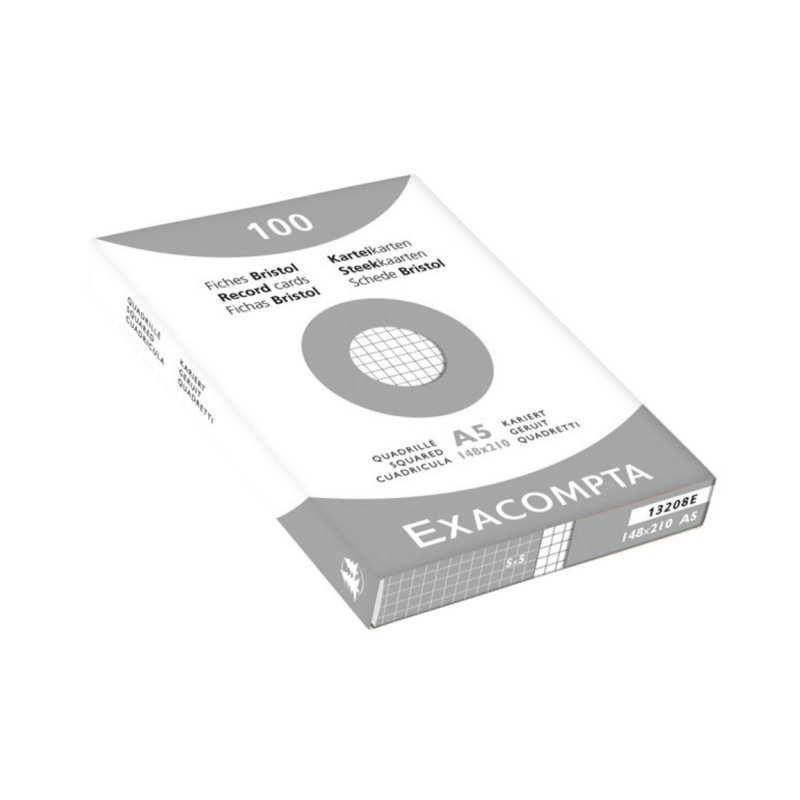EXACOMPTA Fiches bristol, A5, quadrillé, blanc