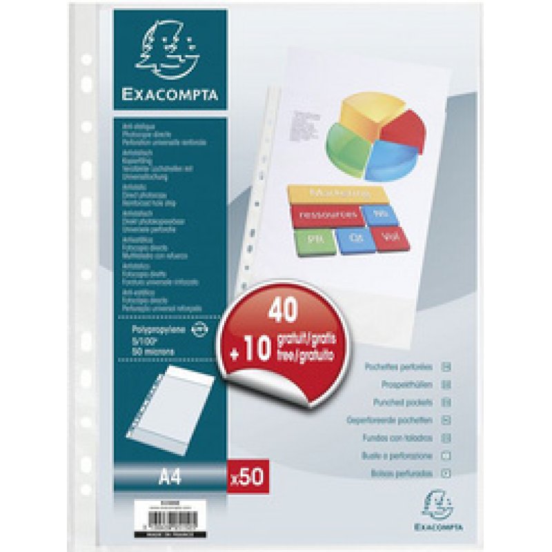 EXACOMPTA Pochette perforée, A4, pack promo 80 20 GRATUIT