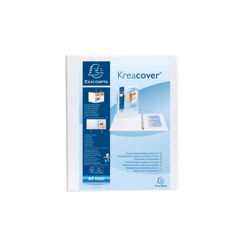EXACOMPTA Classeur personnalisable Kreacover, A4 Maxi, blanc