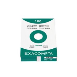 EXACOMPTA Fiches bristol, A6, ligné, blanc
