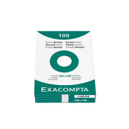 EXACOMPTA Fiches bristol, A6, ligné, blanc