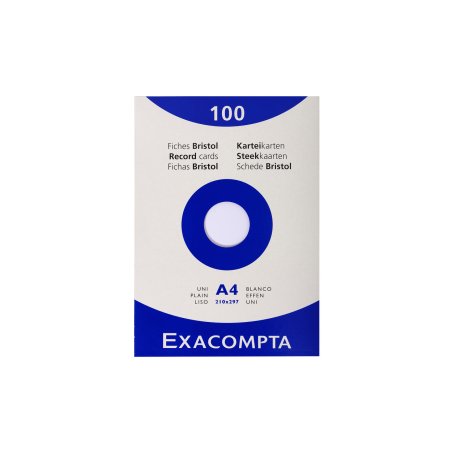 EXACOMPTA Fiches bristol, A4, uni, blanc