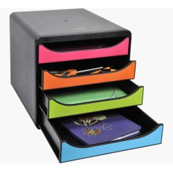 EXACOMPTA Module de classement BIG-BOX, 4 tiroirs, arlequin
