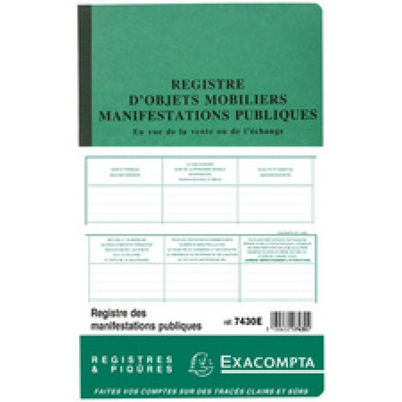 EXACOMPTA Piqûre "Registre d'Objets Mobiliers", 320 x 195 mm