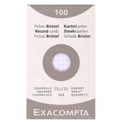 EXACOMPTA Fiches bristol, 75 x 125 mm, quadrillé, blanc