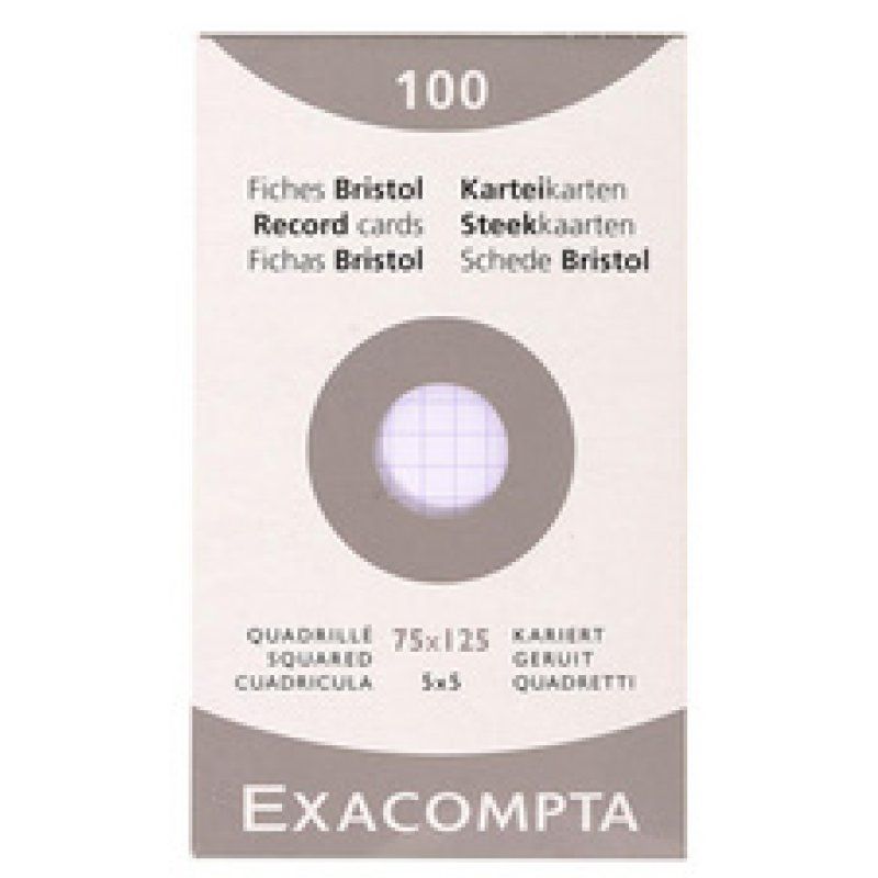 EXACOMPTA Fiches bristol, 75 x 125 mm, quadrillé, blanc