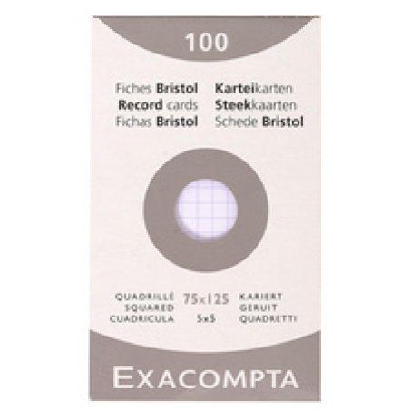 EXACOMPTA Fiches bristol, 75 x 125 mm, quadrillé, blanc