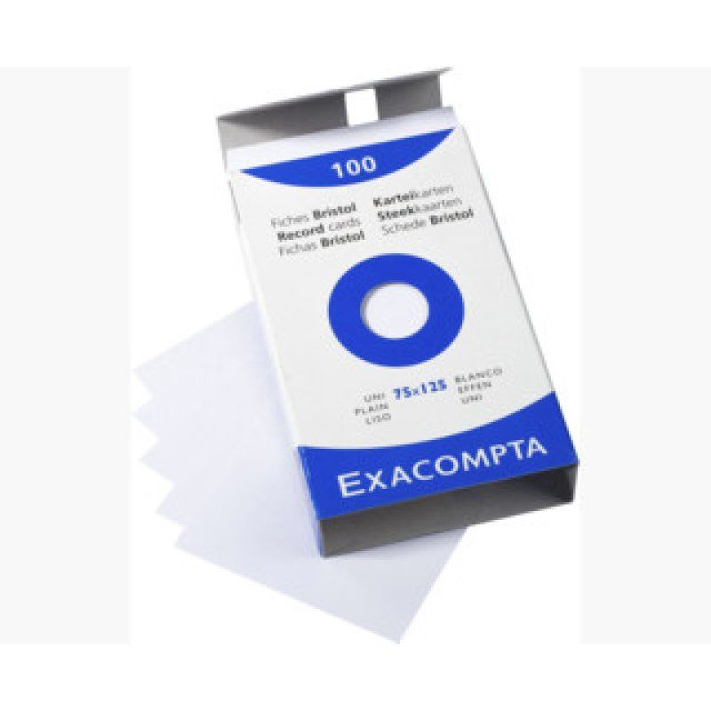 EXACOMPTA Fiches bristol, 75 x 125 mm, uni, blanc