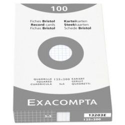 EXACOMPTA Fiches bristol, 125 x 200 mm, uni, blanc