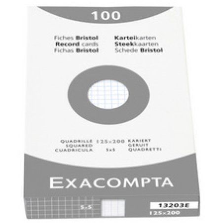 EXACOMPTA Fiches bristol, 125 x 200 mm, uni, blanc