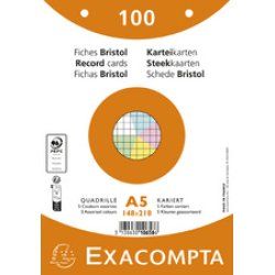 EXACOMPTA Fiches bristol, A5, quadrillé, blanc