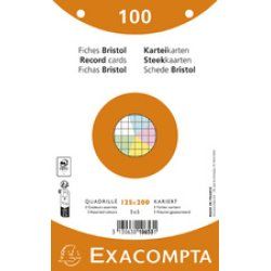 EXACOMPTA Fiches bristol, 125 x 200 mm, quadrillé, blanc
