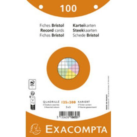 EXACOMPTA Fiches bristol, 125 x 200 mm, quadrillé, blanc
