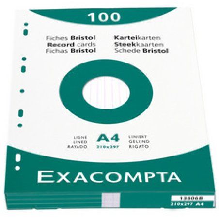 EXACOMPTA Fiches bristol, A4, quadrillé, blanc