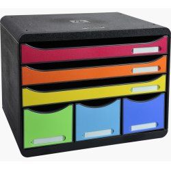 Exacompta 306798D bac de rangement de bureau Plastique Noir, Multicolore