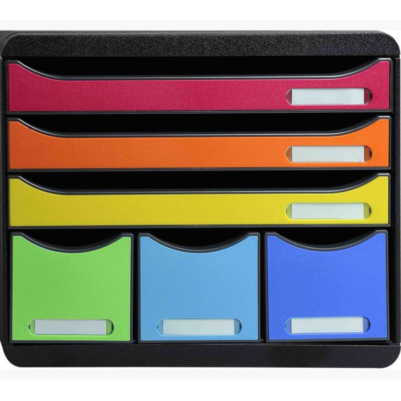 Exacompta 306798D bac de rangement de bureau Plastique Noir, Multicolore