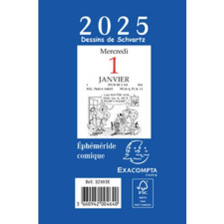 EXACOMPTA Bloc éphémeride comique, 2025, 65 x 97 mm