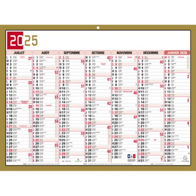 EXACOMPTA Calendrier tricolore neutre, 170 x 130 mm, 2025