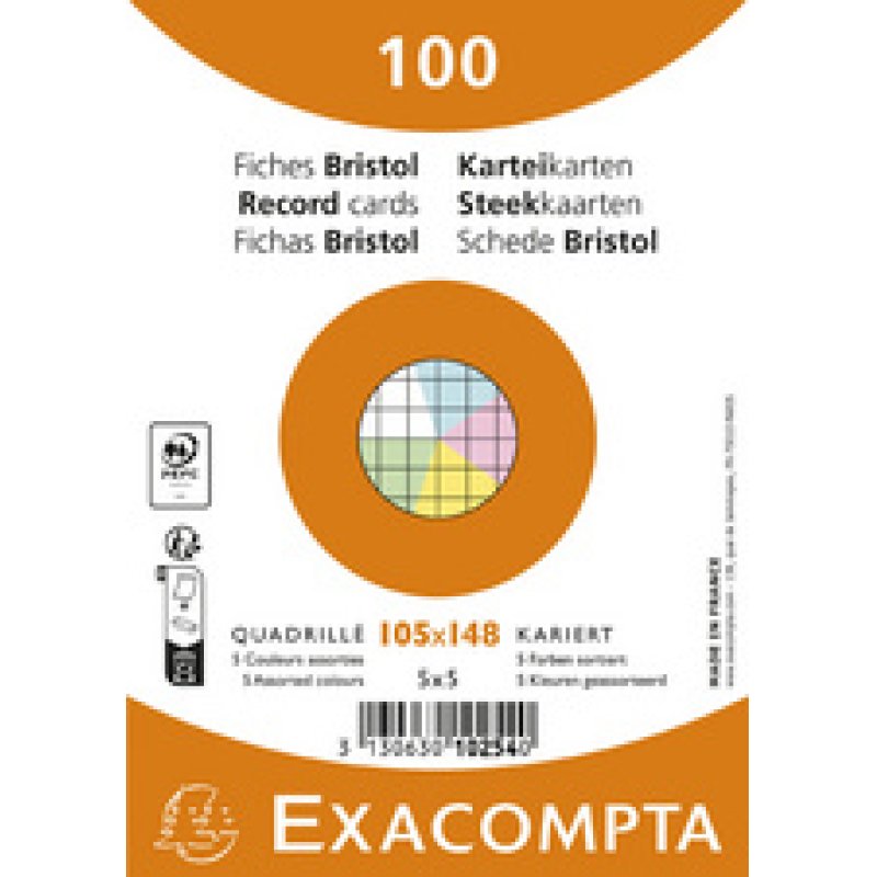 EXACOMPTA Fiches bristol, A6, ligné, vert