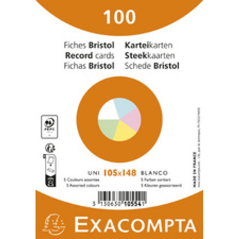EXACOMPTA Fiches bristol, A6, ligné, rose