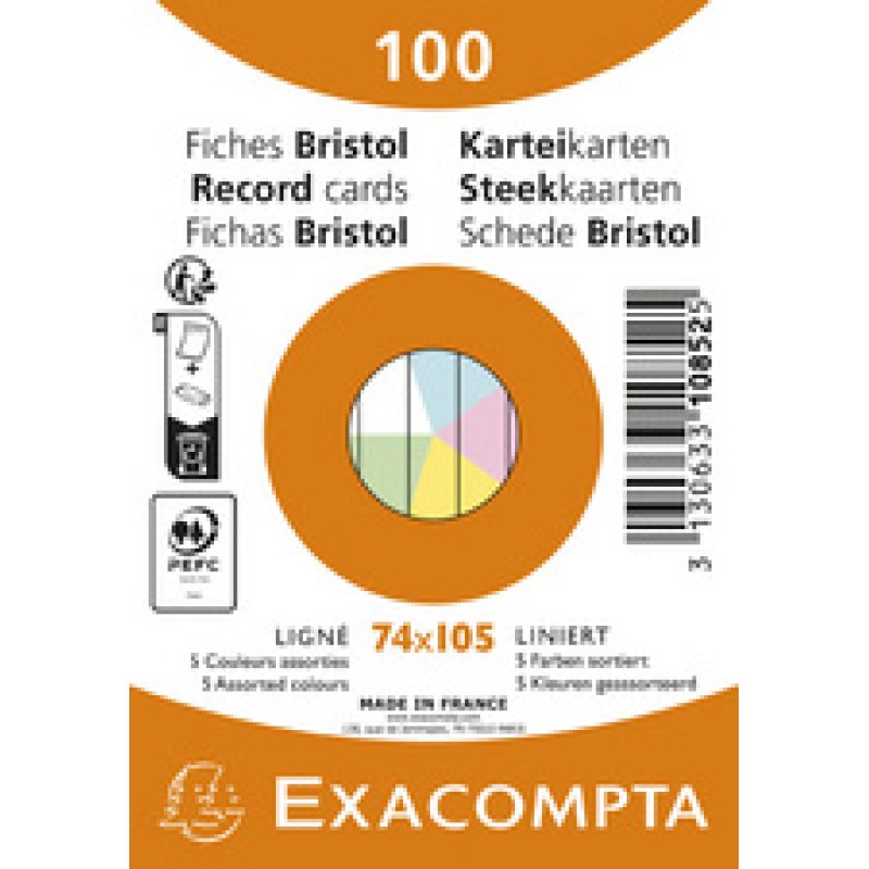 EXACOMPTA Fiches bristol, A7, quadrillé, blanc