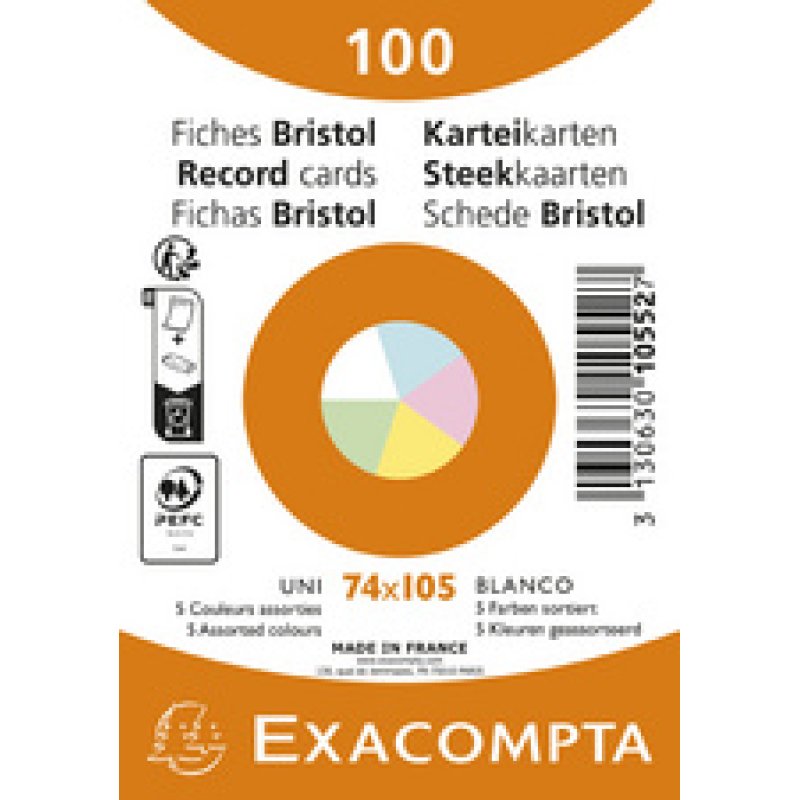 EXACOMPTA Fiches bristol, A7, ligné, vert