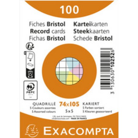 EXACOMPTA Fiches bristol, A7, ligné, blanc