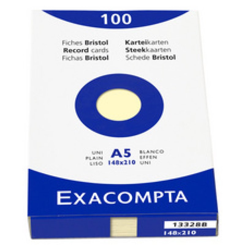 EXACOMPTA Fiches bristol, A5, quadrillé, blanc