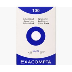 EXACOMPTA Fiches bristol, 100 x 150 mm, uni, blanc