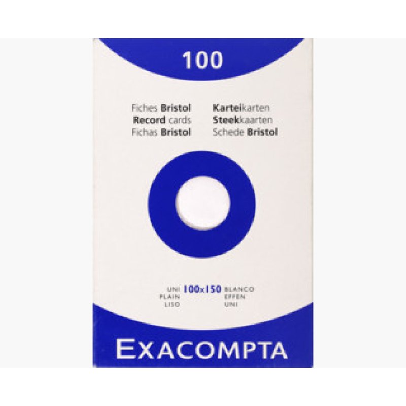 EXACOMPTA Fiches bristol, 100 x 150 mm, uni, blanc