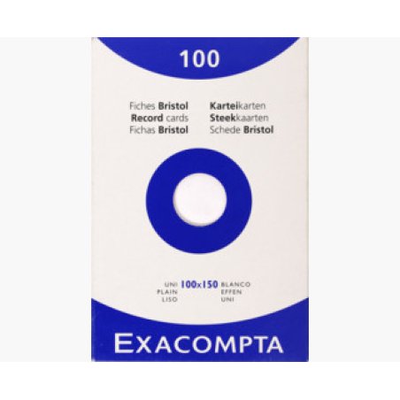 EXACOMPTA Fiches bristol, 100 x 150 mm, uni, blanc