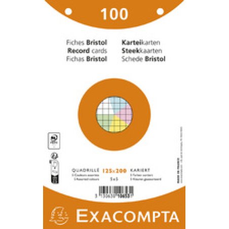 EXACOMPTA Fiches bristol, 170 x220 mm, quadrillé, blanc