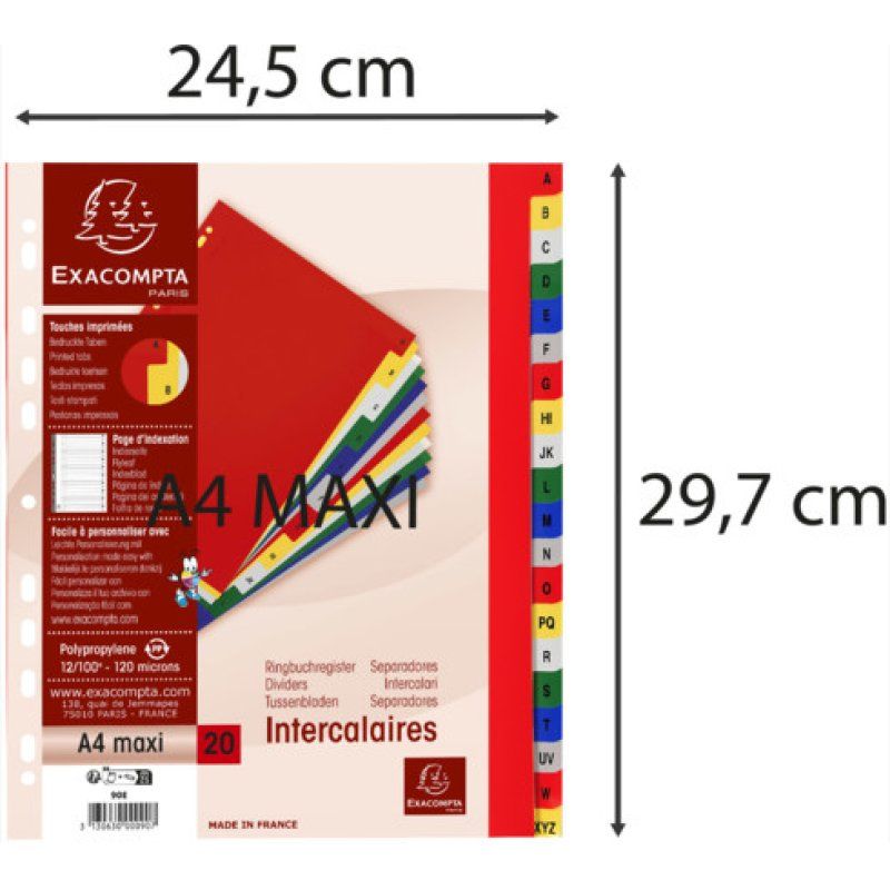Exacompta 90E intercalaire Polypropylène (PP) Multicolore