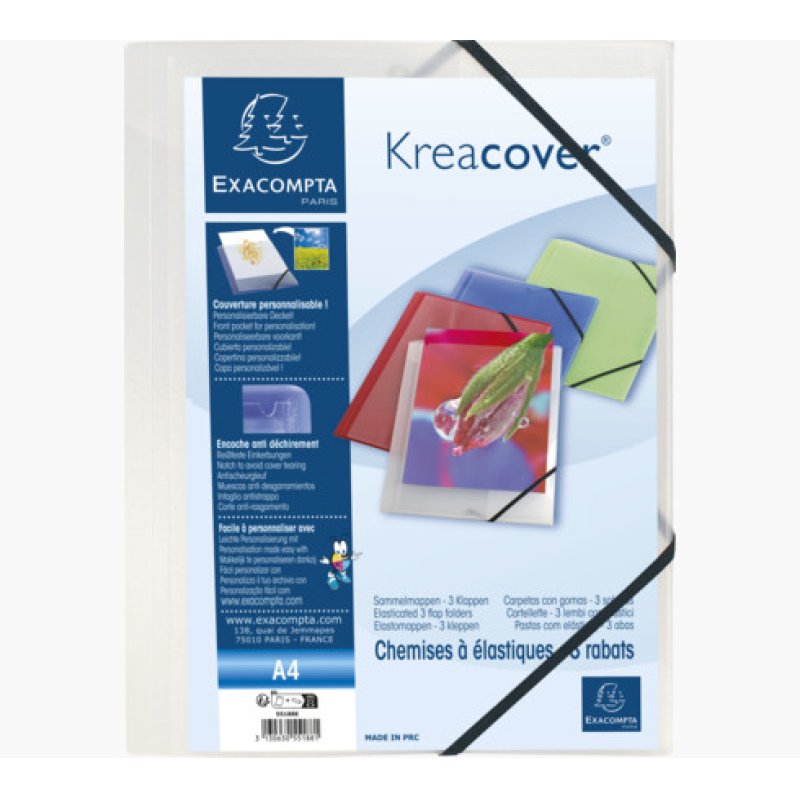 EXACOMPTA Chemise à élastiques Kreacover PP, A4, transparent
