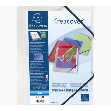 EXACOMPTA Chemise à élastiques Kreacover PP, A4, transparent
