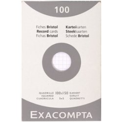 EXACOMPTA Fiches bristol, 100 x 150 mm, quadrillé, blanc