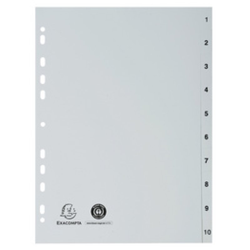 EXACOMPTA Intercalaire numérique en plastique, A4, gris