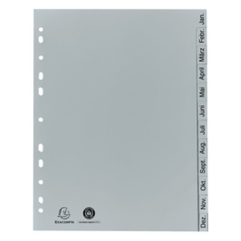 EXACOMPTA Kunststoff-Register, Monate, DIN A4, 12-teilig