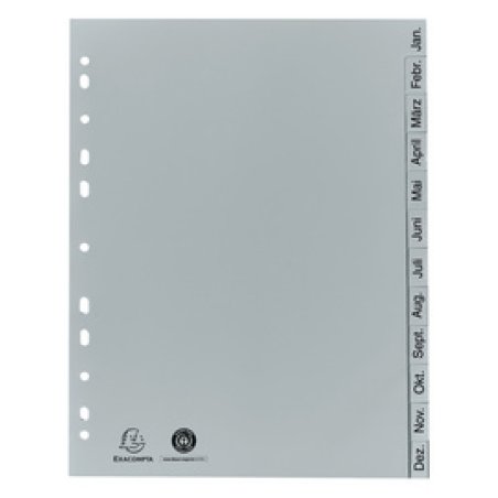 EXACOMPTA Kunststoff-Register, Monate, DIN A4, 12-teilig